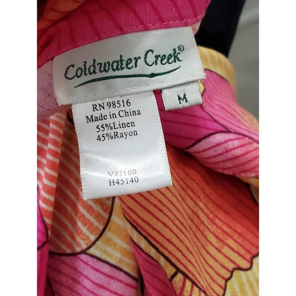 Coldwater Creek Women's Floral Linen Long Sleeve Buttons Front Casual Jacket M - Picture 7 of 9